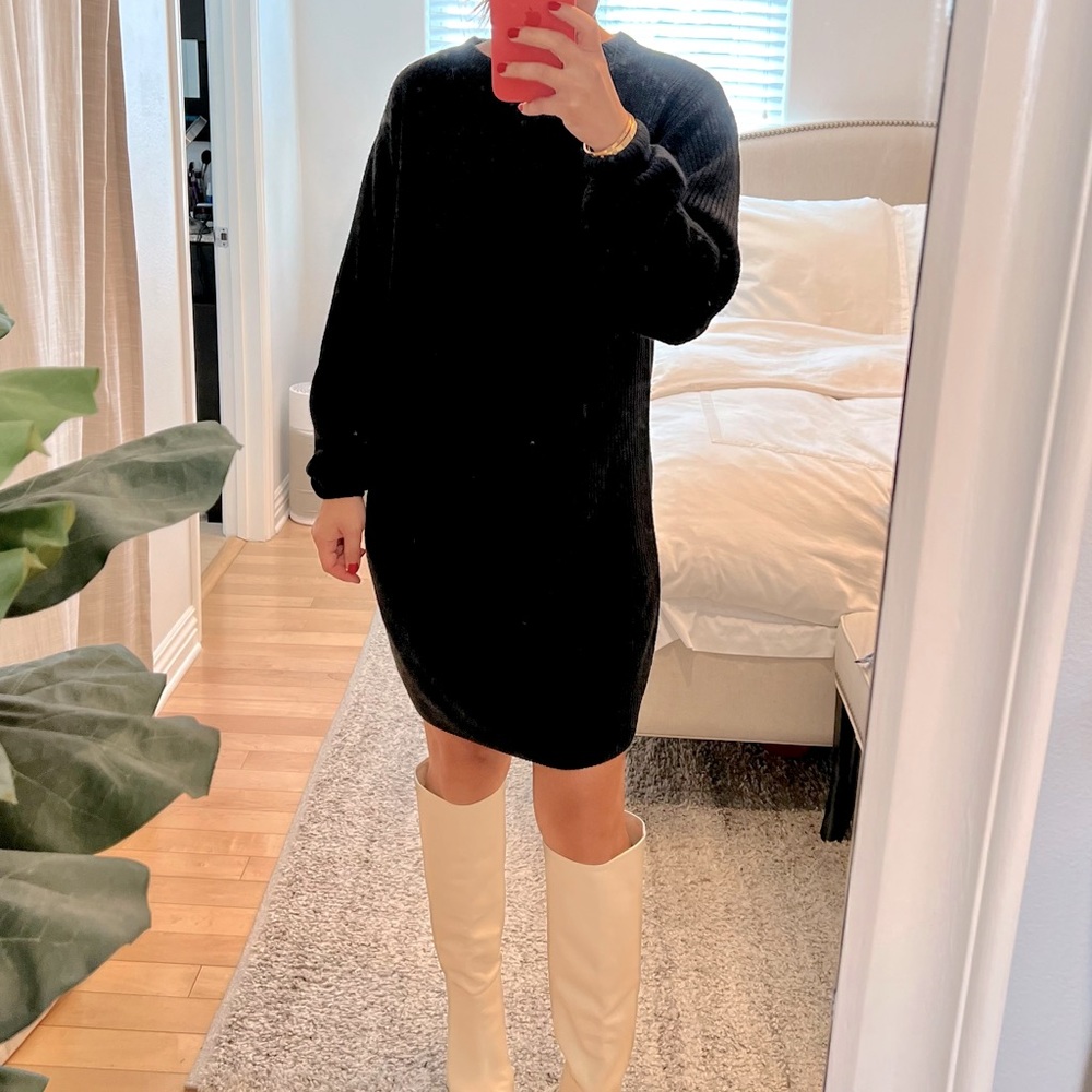 Cozy black sweater dress